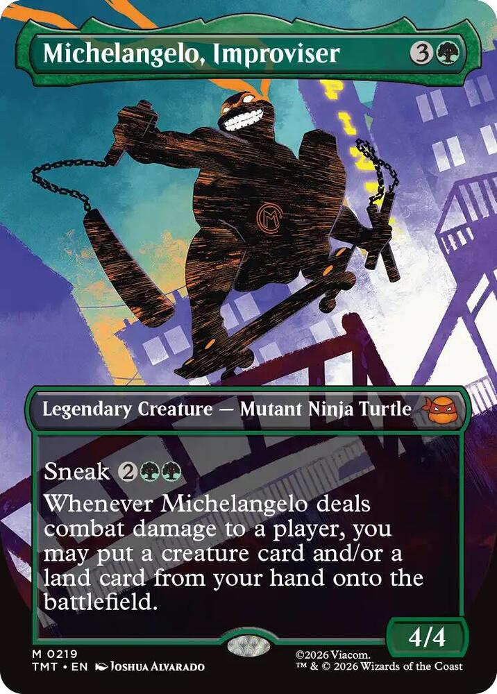 Michelangelo, Improviser 219/190 (Teenage Mutant Ninja Turtles)  - Borderless Foil | Good Games Modbury