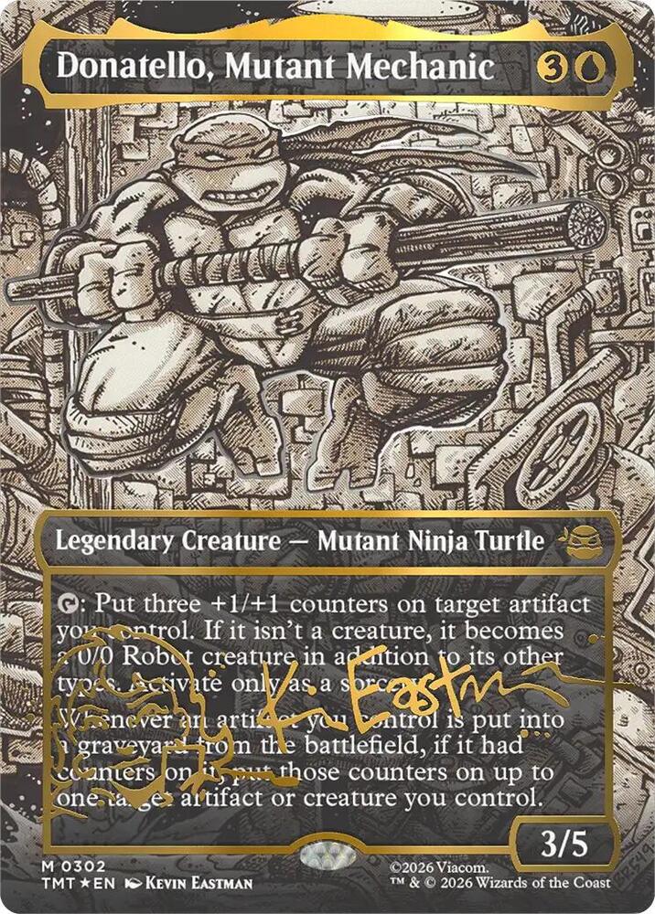 Donatello, Mutant Mechanic 302/190 (Teenage Mutant Ninja Turtles)  - Borderless Gold Signature Foil | Good Games Modbury