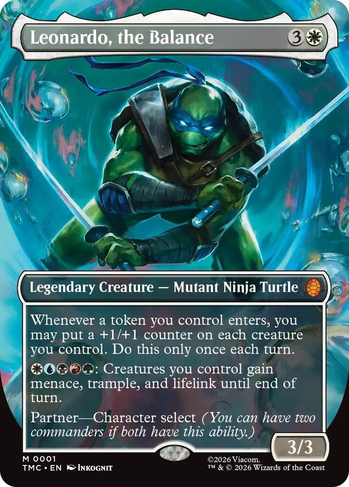 Leonardo the Balance 0001 Borderless 1 (Commander: Teenage Mutant Ninja Turtles)  - Foil | Good Games Modbury