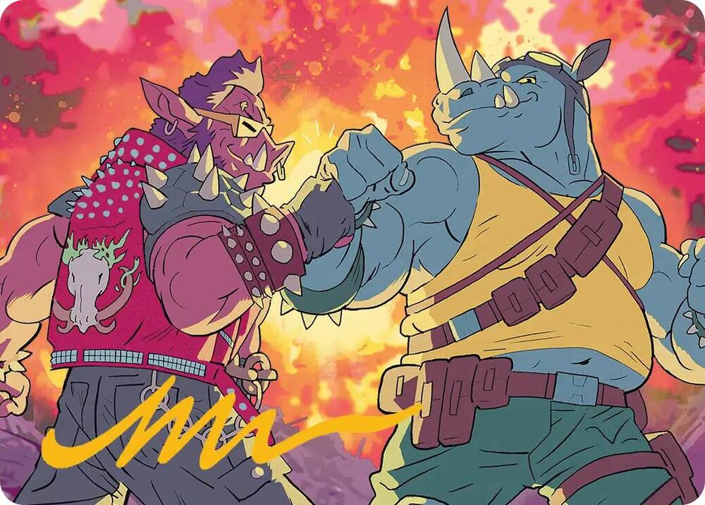 Bebop and Rocksteady Art Card Gold Stamped Signature 29 (Art Series: Teenage Mutant Ninja Turtles)  | Good Games Modbury