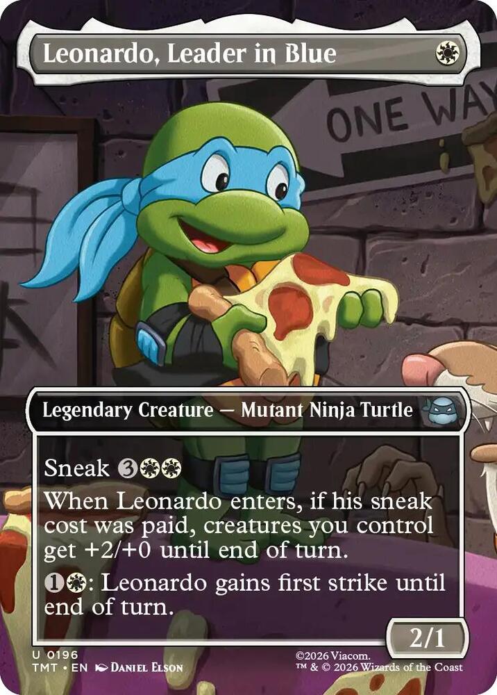 Leonardo Leader in Blue Borderless 196 (Teenage Mutant Ninja Turtles)  - Borderless Foil | Good Games Modbury