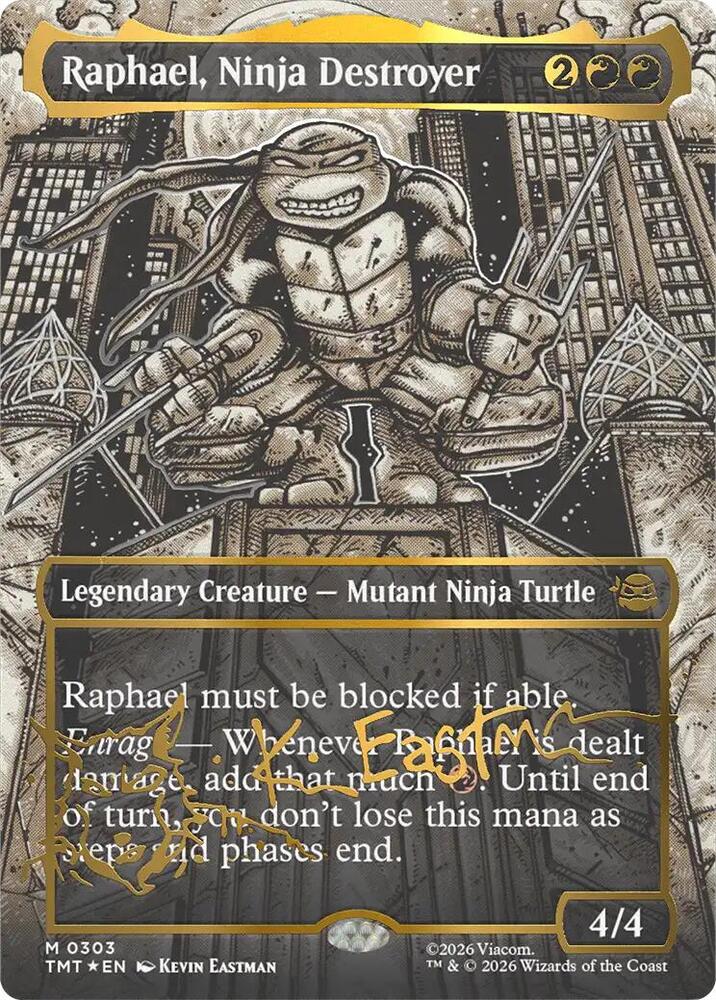 Raphael, Ninja Destroyer 303/190 (Teenage Mutant Ninja Turtles)  - Borderless Gold Signature Foil | Good Games Modbury