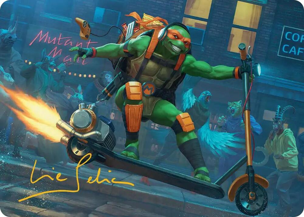 Michelangelo On the Scene Art Card Gold Stamped Signature 49 (Art Series: Teenage Mutant Ninja Turtles)  | Good Games Modbury