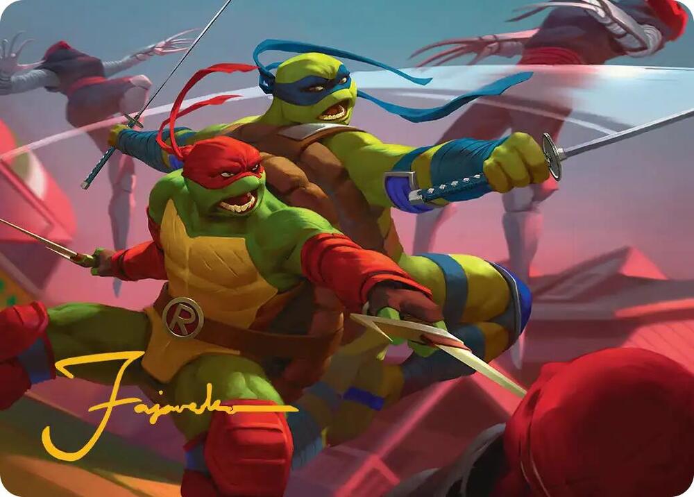 Raph and Leo Sibling Rivals Art Card Gold Stamped Signature 16 (Art Series: Teenage Mutant Ninja Turtles)  | Good Games Modbury