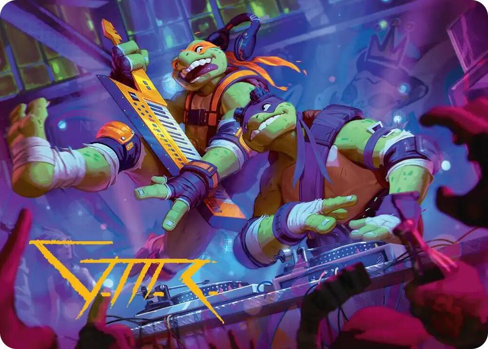 Mikey and Don Party Planners Art Card Gold Stamped Signature 15 (Art Series: Teenage Mutant Ninja Turtles)  | Good Games Modbury