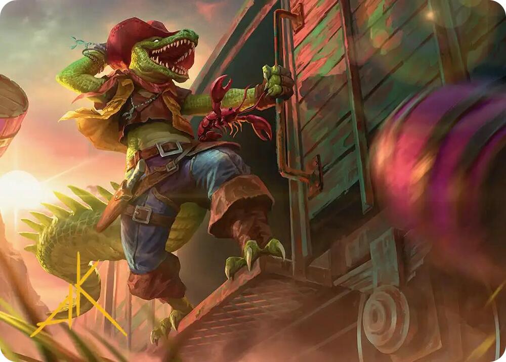 Leatherhead Iron Gator Art Card Gold Stamped Signature 43 (Art Series: Teenage Mutant Ninja Turtles)  | Good Games Modbury