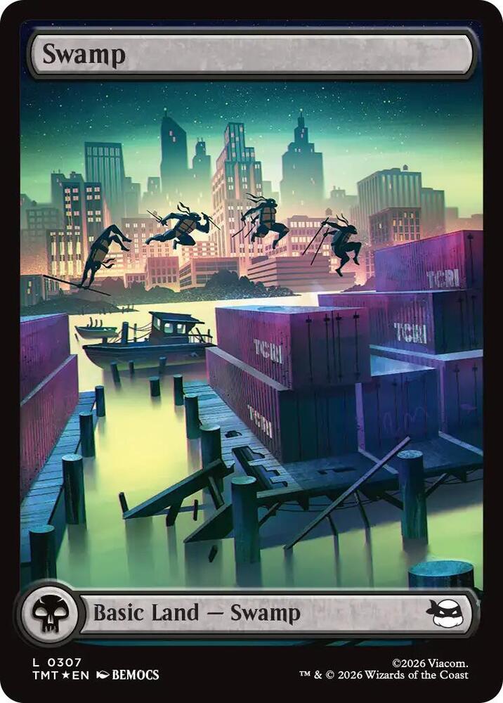 Swamp  307/190 (Teenage Mutant Ninja Turtles)  - Full Art Surge Foil | Good Games Modbury