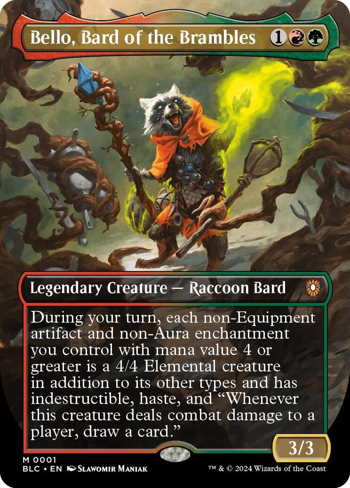Bello, Bard of the Brambles 1 (Commander: Bloomburrow)  - Borderless Foil | Good Games Modbury
