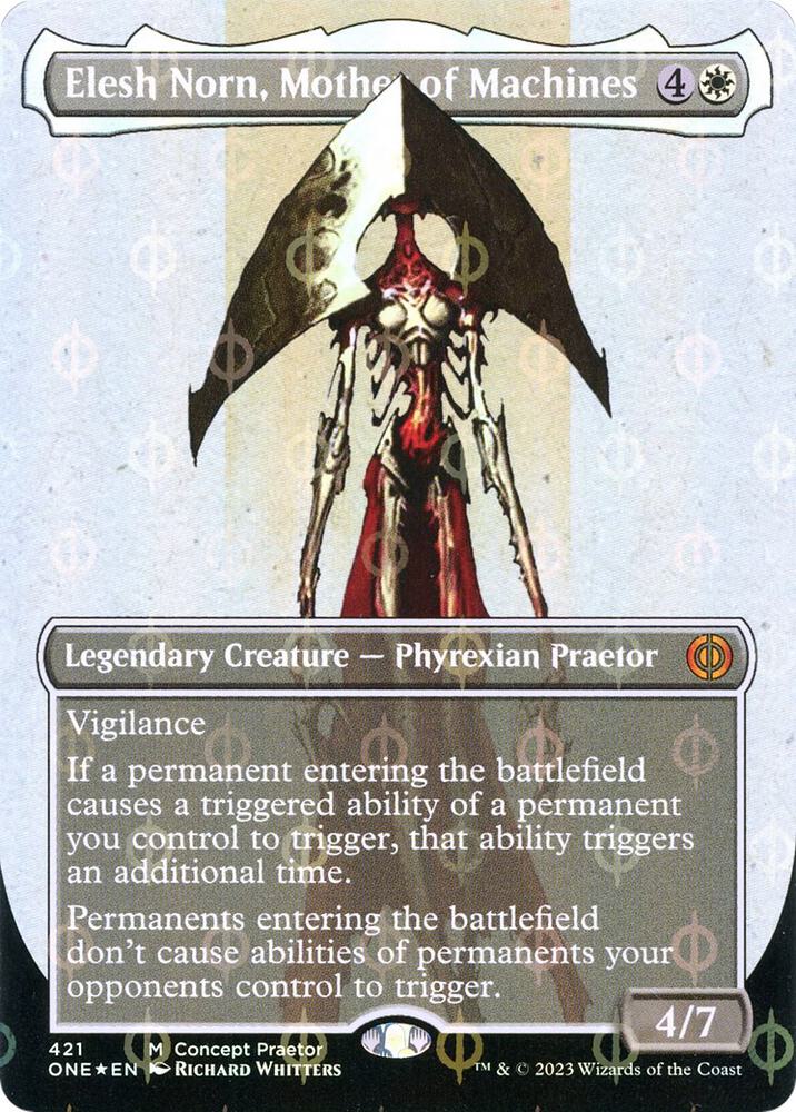 Elesh Norn, Mother of Machines 421/271 (Phyrexia: All Will Be One)  - Borderless Compleat Foil | Good Games Modbury