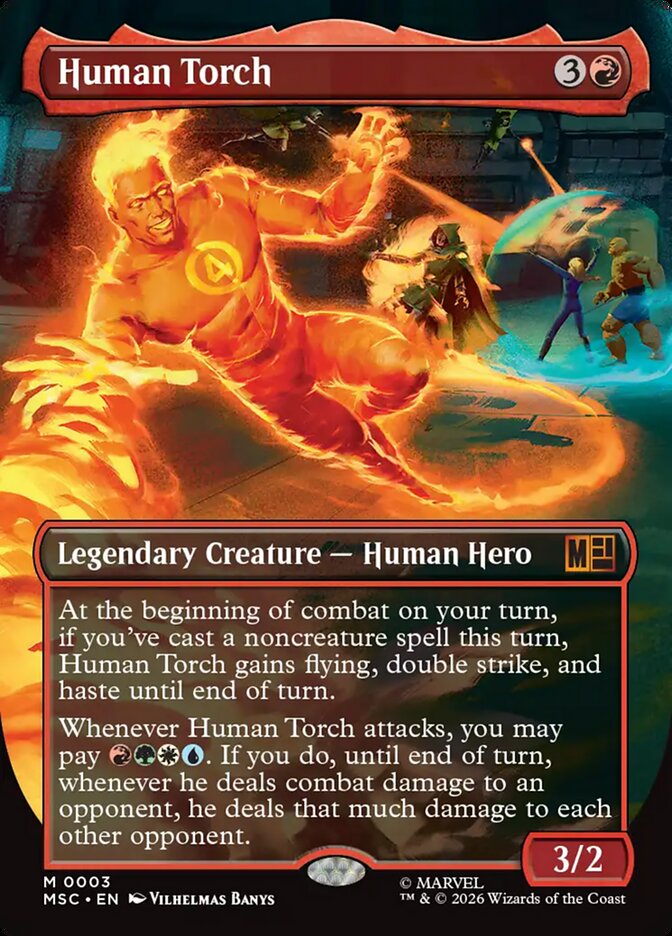 Human Torch 3 (Commander: Marvel Super Heroes)  - Borderless Foil | Good Games Modbury