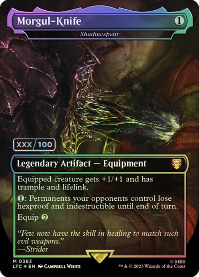 Morgul Knife Shadowspear Borderless Serial Numbered 383 (Commander: The Lord of the Rings: Tales of Middle-earth)  - Double Rainbow Foil | Good Games Modbury