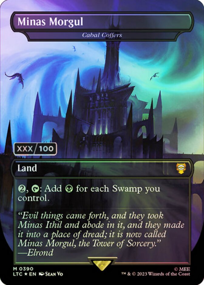Minas Morgul Cabal Coffers Borderless Serial Numbered 390 (Commander: The Lord of the Rings: Tales of Middle-earth)  - Double Rainbow Foil | Good Games Modbury