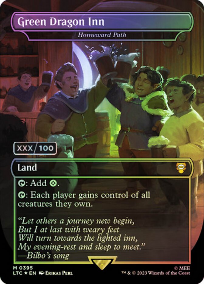 Green Dragon Inn Homeward Path Borderless Serial Numbered 395 (Commander: The Lord of the Rings: Tales of Middle-earth)  - Double Rainbow Foil | Good Games Modbury