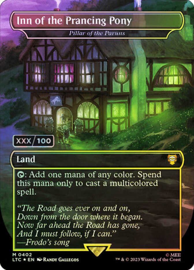 Inn of the Prancing Pony Pillar of the Paruns Borderless Serial Numbered 402 (Commander: The Lord of the Rings: Tales of Middle-earth)  - Double Rainbow Foil | Good Games Modbury