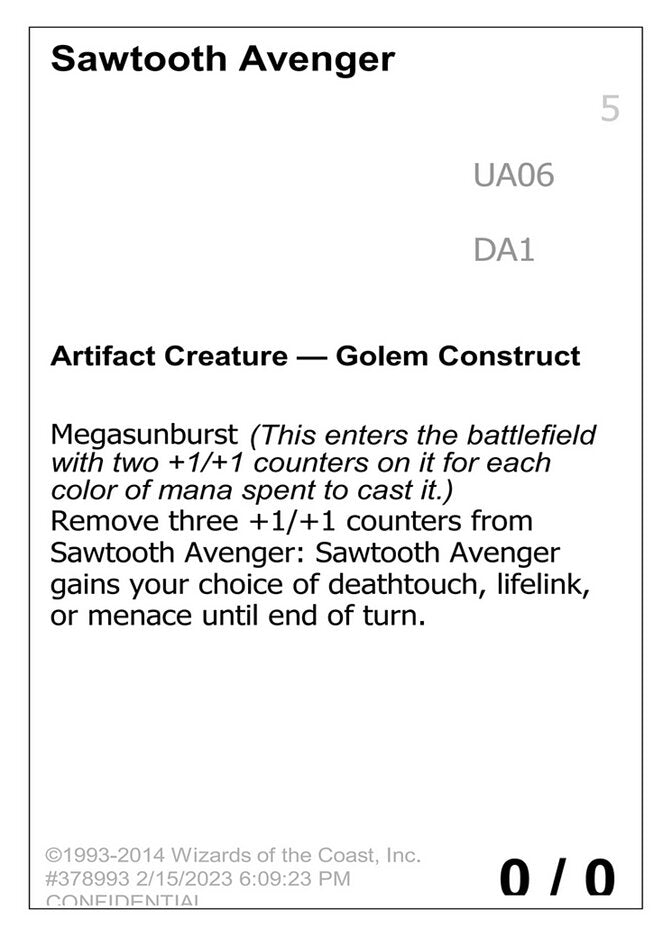 Sawtooth Avenger UA06b/477 (Un-Known Event Playtest Cards)  | Good Games Modbury