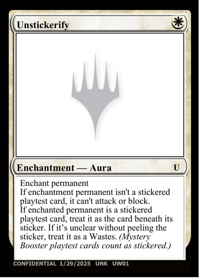 Unstickerify UW01a/477 (Un-Known Event Playtest Cards)  | Good Games Modbury