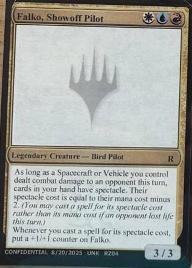 Falko, Showoff Pilot RZ04s/477 (Un-Known Event Playtest Cards)  | Good Games Modbury