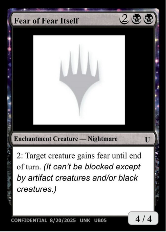 Fear of Fear Itself UB05a/477 (Un-Known Event Playtest Cards)  | Good Games Modbury