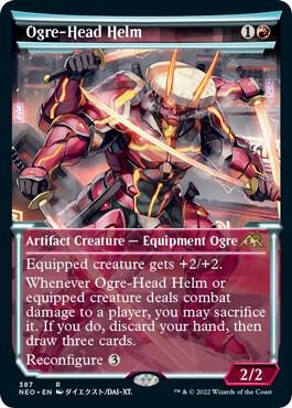 Ogre-Head Helm 387/302 (Kamigawa: Neon Dynasty)  - Showcase Foil | Good Games Modbury