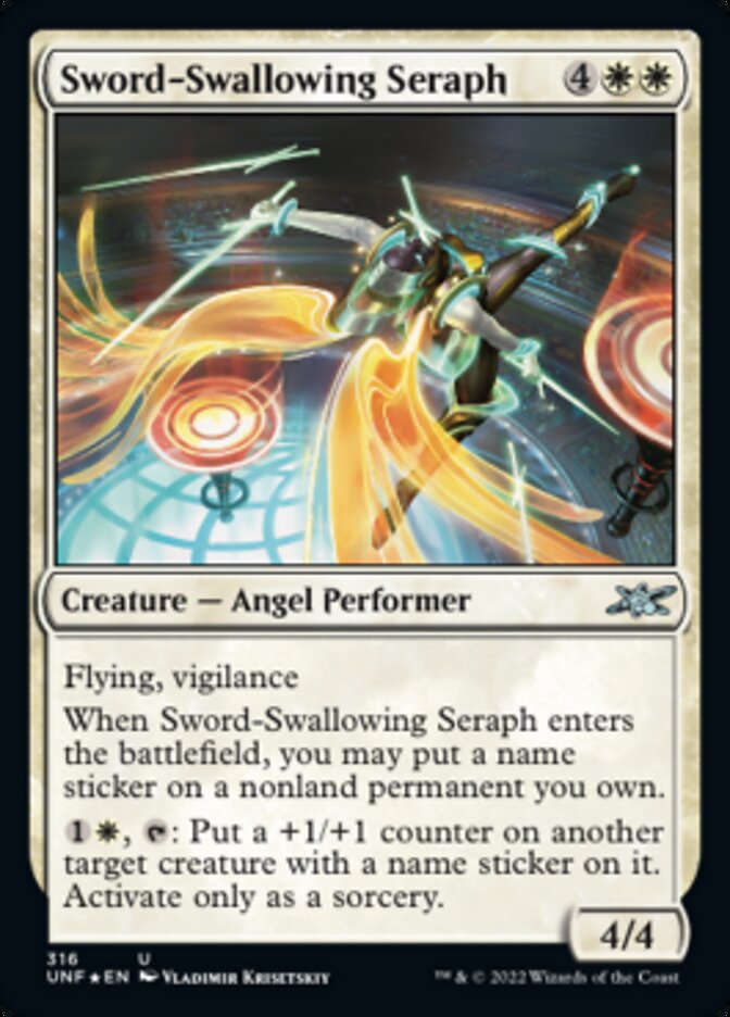 Sword-Swallowing Seraph (Galaxy Foil) [Unfinity] | Good Games Modbury