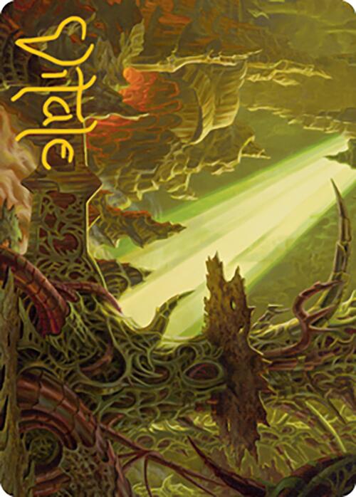 Darkmoss Bridge Art Card (Gold-Stamped Signature) [Modern Horizons 2 Art Series] | Good Games Modbury