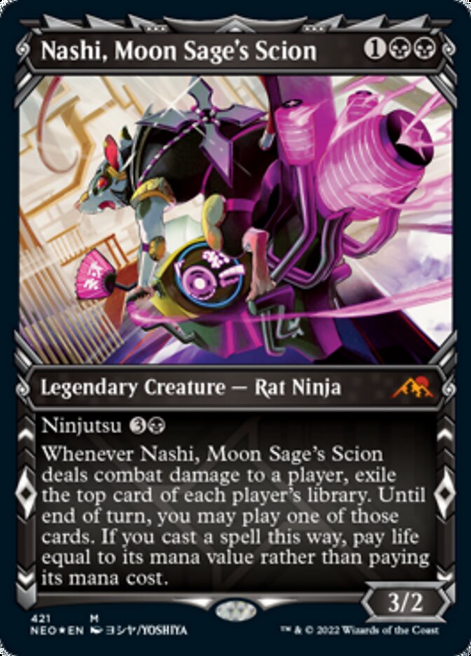 Nashi, Moon Sage's Scion (Showcase) (Foil Etched) [Kamigawa: Neon Dynasty] | Good Games Modbury