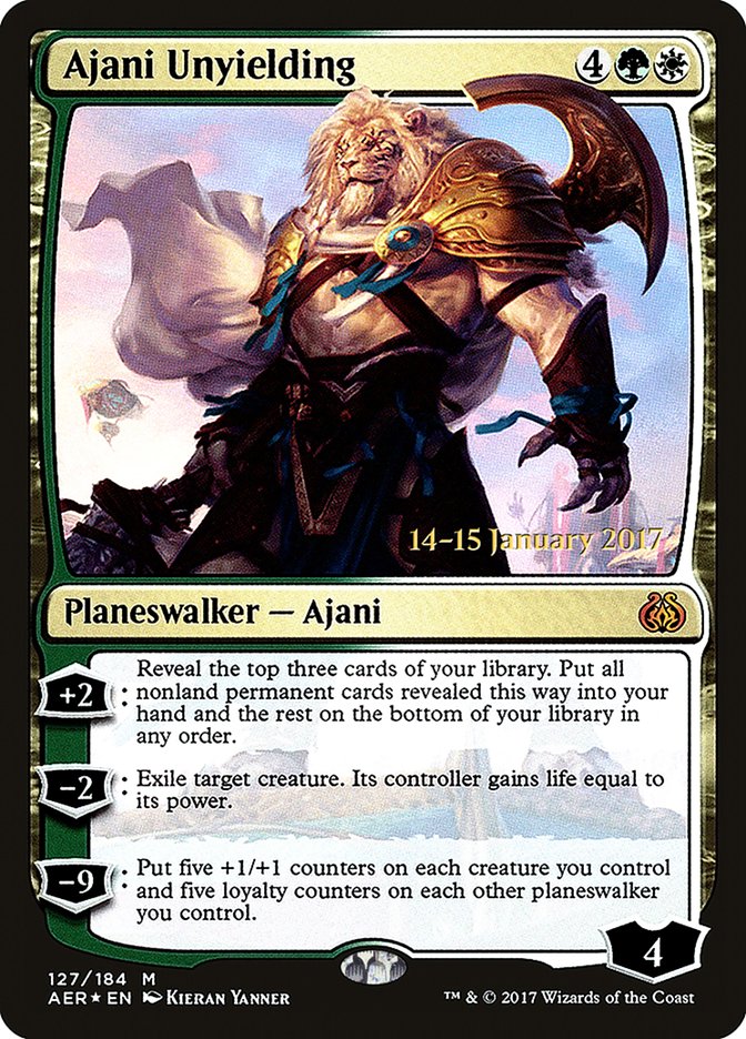 Ajani Unyielding [Aether Revolt Prerelease Promos] | Good Games Modbury