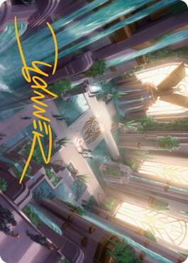 Sparas Headquarters Art Card Gold Stamped Signature 36 (Art Series: Streets of New Capenna)  | Good Games Modbury