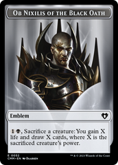 Clue // Ob Nixilis of the Black Oath Emblem Double-Sided Token [Commander Masters Tokens] | Good Games Modbury