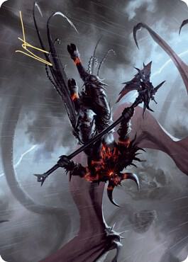 Burning Rune Demon Art Card Gold Stamped Signature 20 (Art Series: Kaldheim)  | Good Games Modbury