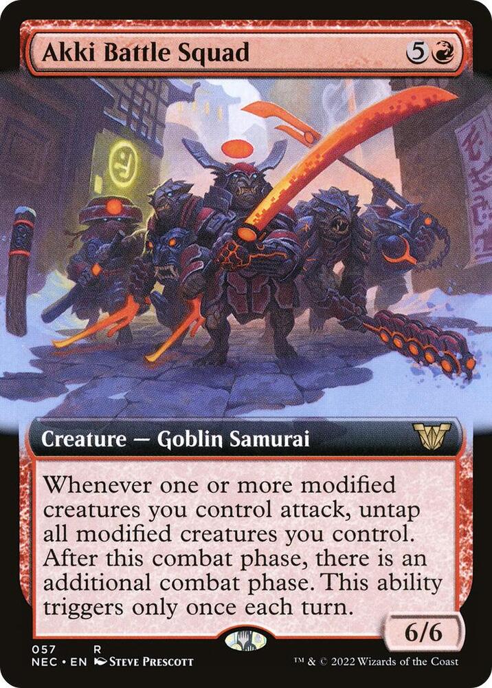 Akki Battle Squad 57/38 (Commander: Kamigawa: Neon Dynasty)  - Extended Art | Good Games Modbury