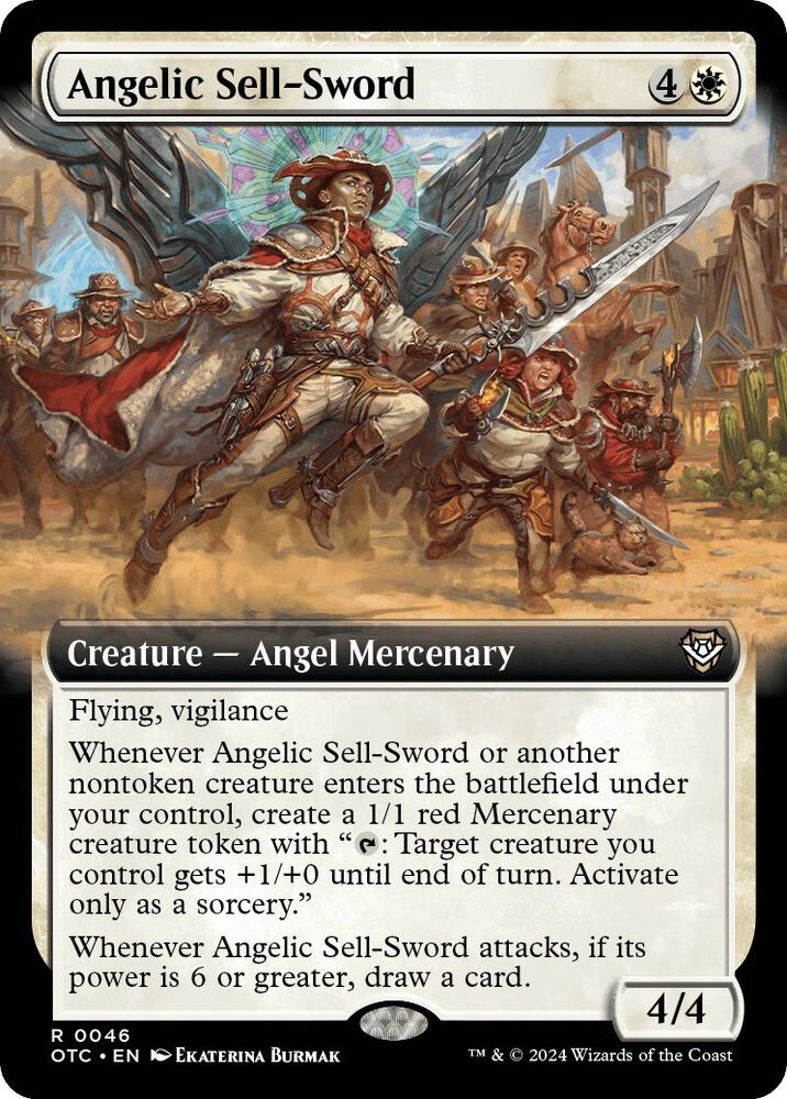 Angelic Sell-Sword 46/342 (Commander: Outlaws of Thunder Junction)  - Extended Art | Good Games Modbury