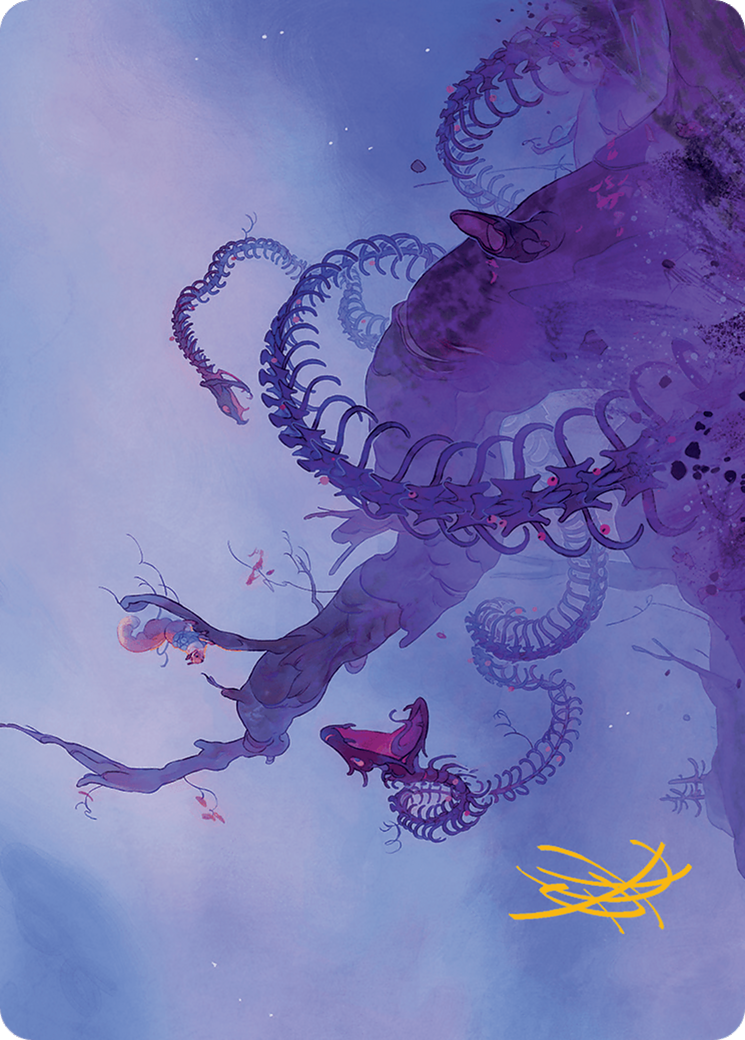 Coiling Rebirth Art Card (Gold-Stamped Signature) [Bloomburrow Art Series] | Good Games Modbury