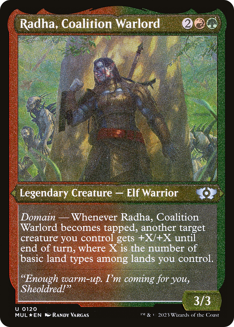 Radha, Coalition Warlord (Foil Etched) [Multiverse Legends] | Good Games Modbury