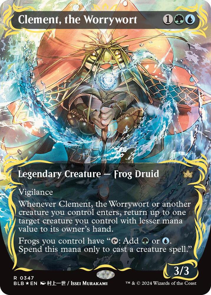 Clement, the Worrywort 347 (Bloomburrow)  - Borderless Raised Foil | Good Games Modbury