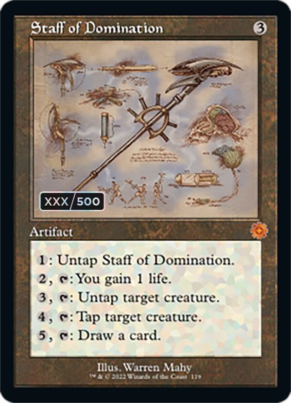 Staff of Domination Schematic Serial Numbered 119z/63 (The Brothers' War: Retro Frame Artifacts)  - Foil | Good Games Modbury