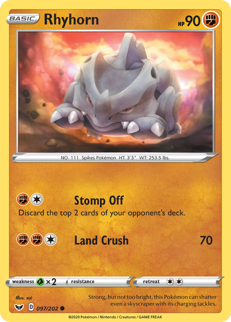 Rhyhorn (097/202) [Sword & Shield: Base Set] | Good Games Modbury