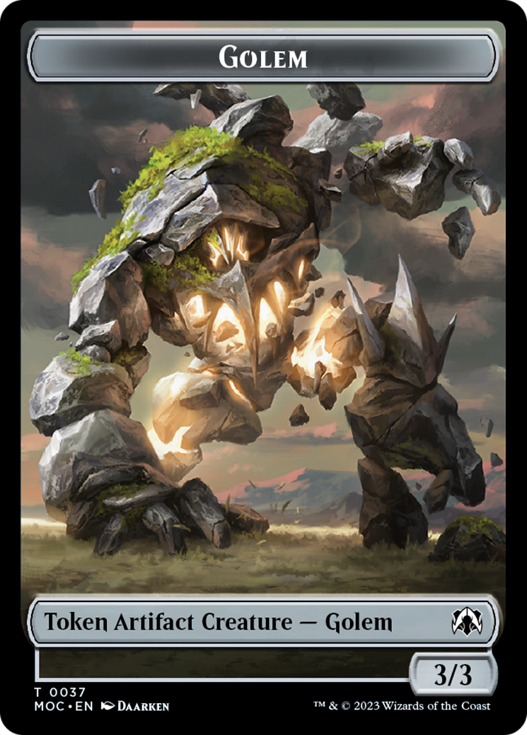 Golem // Blood Double-Sided Token [March of the Machine Commander Tokens] | Good Games Modbury