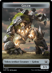 Golem // Clue Double-Sided Token [March of the Machine Commander Tokens] | Good Games Modbury