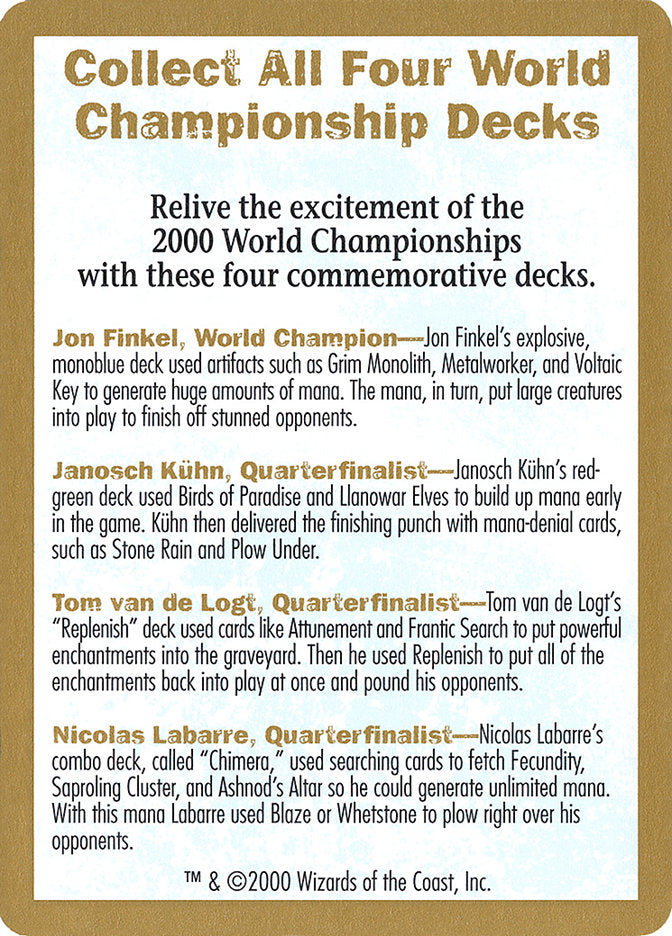 2000 World Championships Ad  (World Championship Decks)  | Good Games Modbury