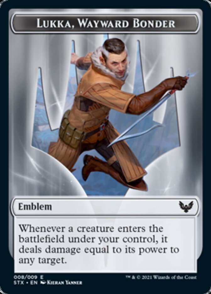 Fractal // Lukka, Wayward Bonder Emblem Double-Sided Token [Strixhaven: School of Mages Tokens] | Good Games Modbury