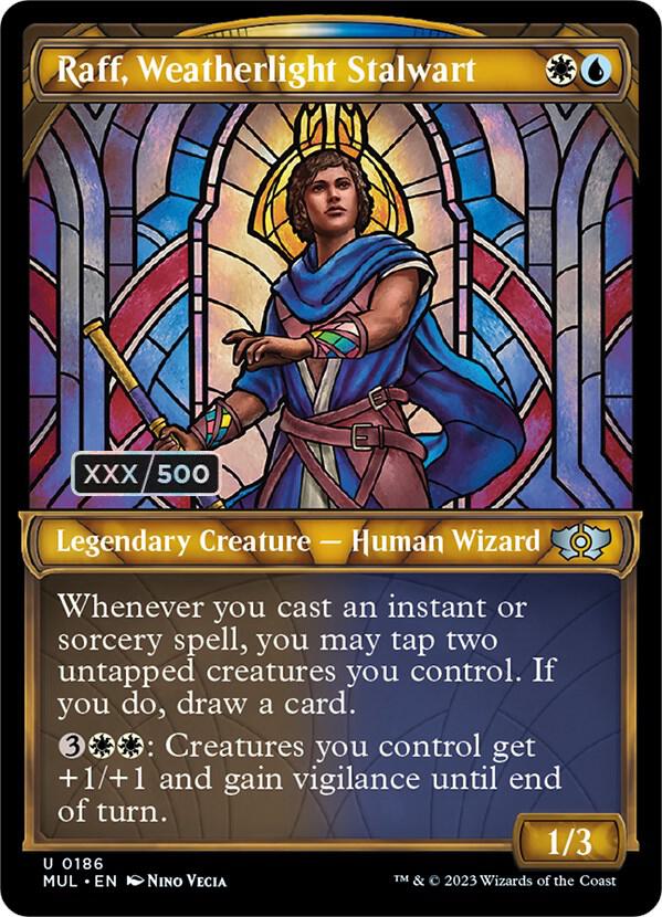 Raff, Weatherlight Stalwart Serialized 186z/65 (March of the Machine: Multiverse Legends)  - Double Rainbow Foil | Good Games Modbury