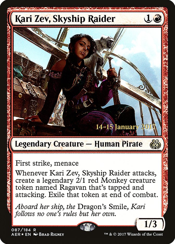 Kari Zev, Skyship Raider [Aether Revolt Prerelease Promos] | Good Games Modbury