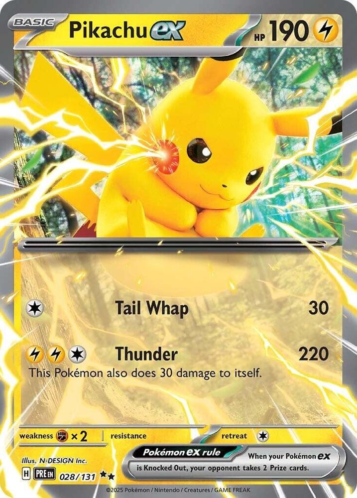 Pikachu ex (028/131) [Scarlet & Violet: Prismatic Evolutions] | Good Games Modbury
