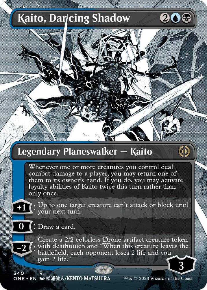 Kaito Dancing Shadow Borderless 340 (Phyrexia: All Will Be One)  - Borderless Foil | Good Games Modbury