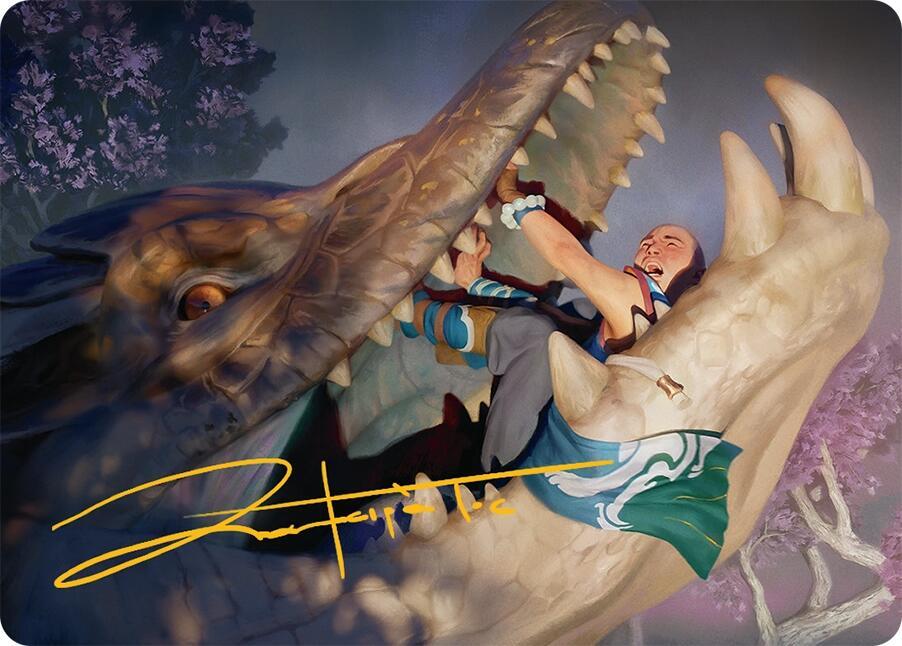 Jaws of Defeat Art Card 53 54 Gold Stamped Signature 53 (Art Series: Tarkir: Dragonstorm)  | Good Games Modbury