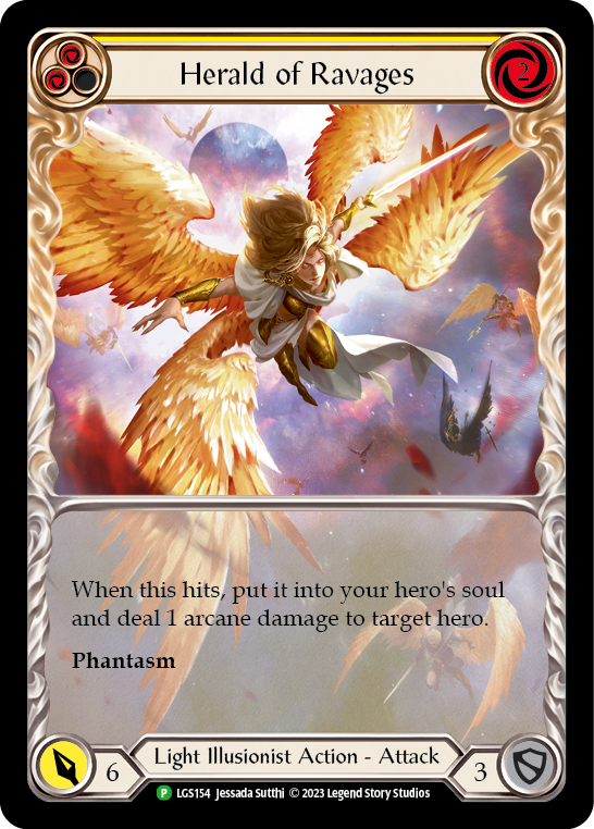 Herald of Ravages (Yellow) (Extended Art) [LGS154] (Promo)  Rainbow Foil | Good Games Modbury