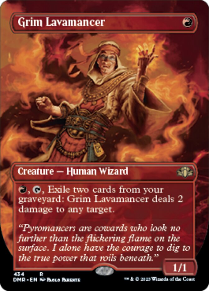 Grim Lavamancer (Borderless Alternate Art) [Dominaria Remastered] | Good Games Modbury