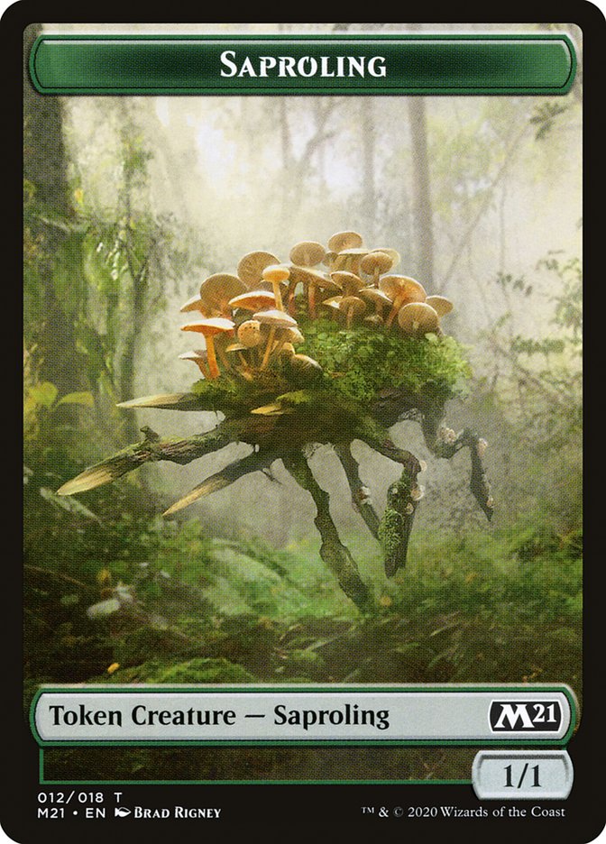 Dog // Saproling Double-Sided Token [Core Set 2021 Tokens] | Good Games Modbury