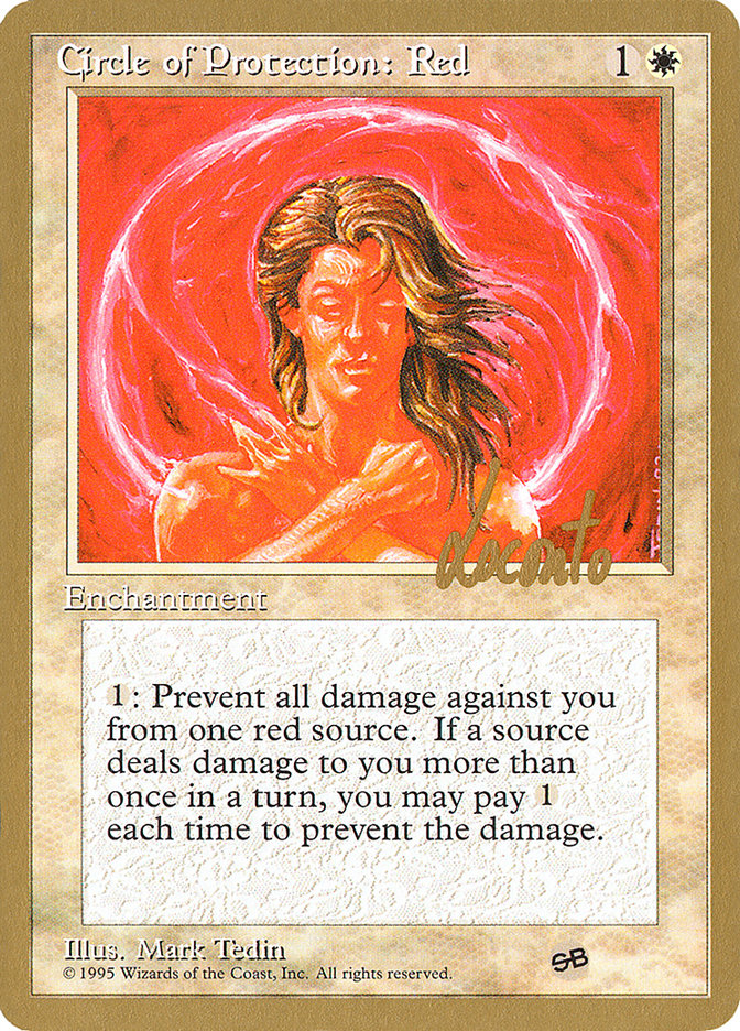 Circle of Protection: Red (Michael Loconto) (SB) (4ED) [Pro Tour Collector Set] | Good Games Modbury